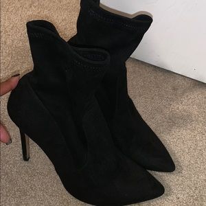 Black faux suede bootie